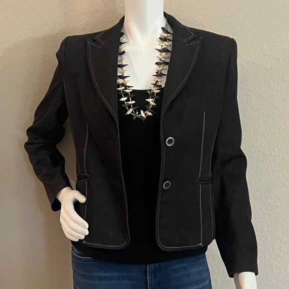 Light weight black blazer, with white stitching. - Picture 1 of 3